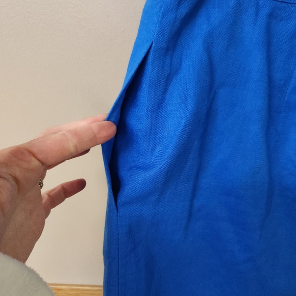 Boden linen cotton wrap blue skirt, embroidered hem, women's 12. - Picture 4 of 10